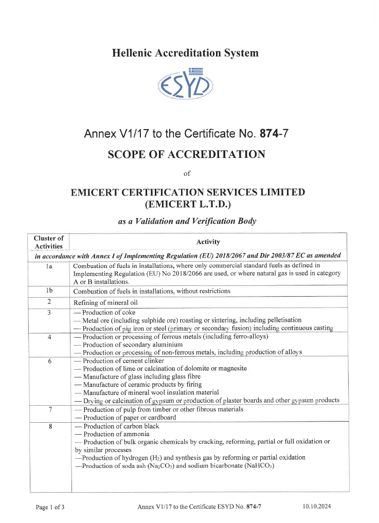 Scope of Accreditation No. 847-7